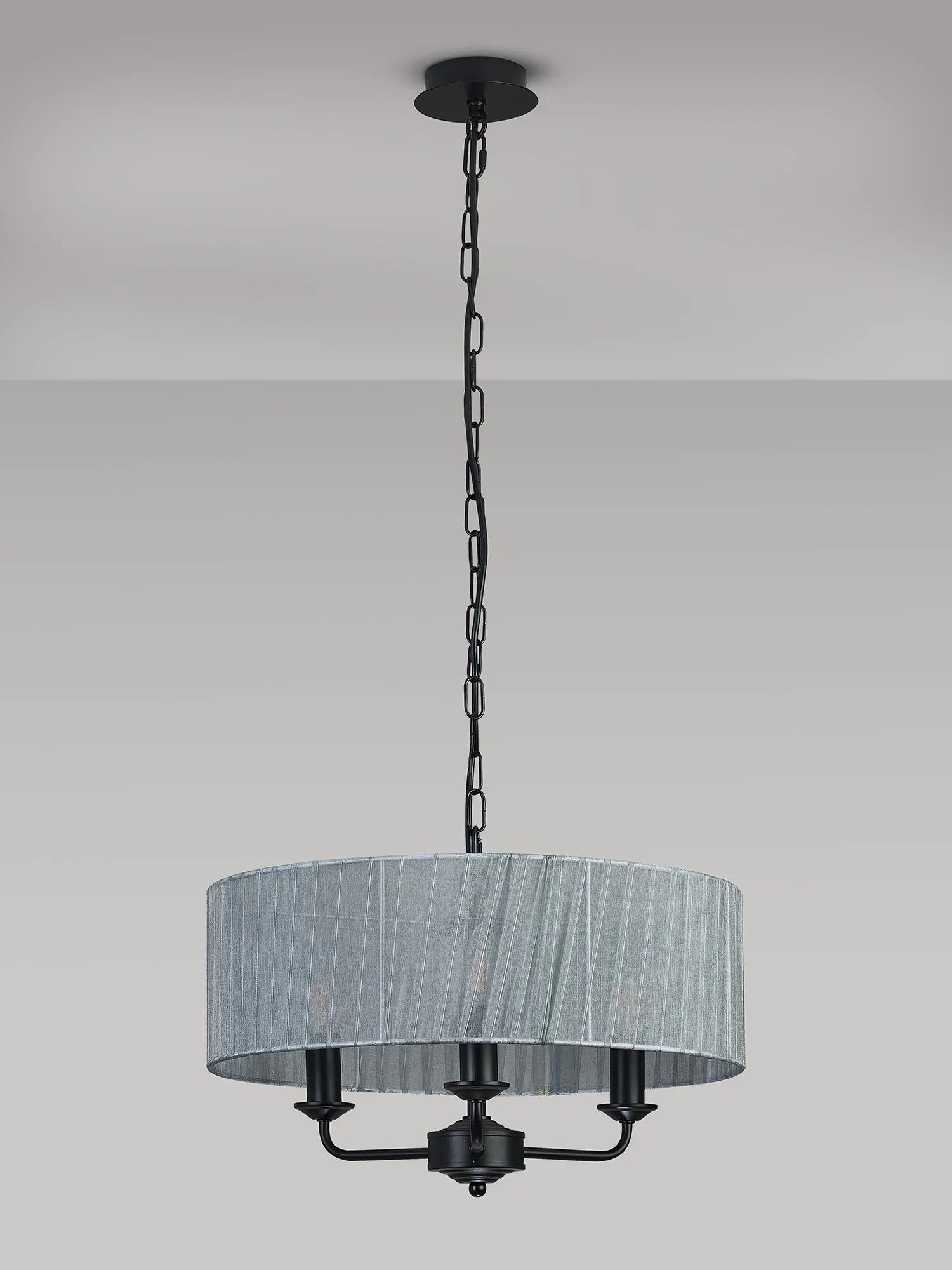 Banyan 45cm 3 Light Pendant Matt Black, Grey DK1031  Deco Banyan MB GR